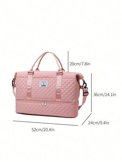 2PCS Large Capacity Travel Duffel Bag, Wet and Dry Separation Fitness Bag, Weekend Overnight Shoulder Bag, Hospital Necessary Mommy Bag, Travel Bag, Holiday Bag, Weekend Bag, Overnight Bag, with a Pull Bar Bag, with Shoe Storage, Boarding Bag, Cosmetics Storage Bag for Suitcase Gym Bag Duffle Bag for Luggage Carry on Bag College Bag Luggage Bags Weekender Bag Hospital Bag Pink Winter Bag for School School Accessories School Stuff